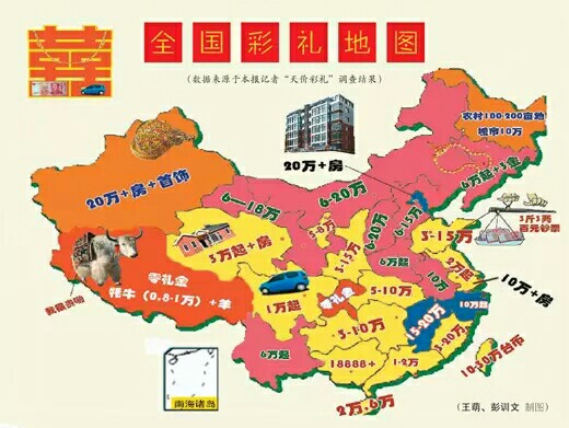 全国彩礼地图